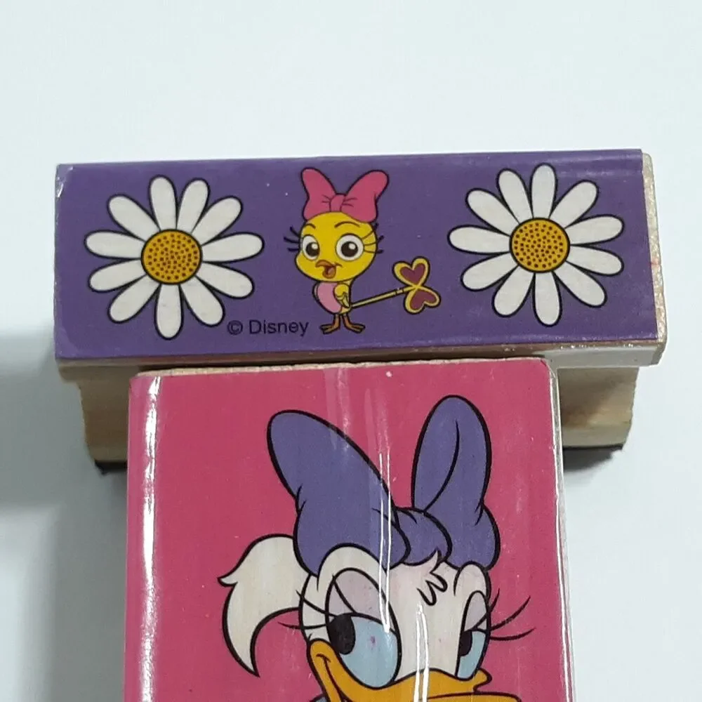 Lot of 3 Disney Rubber Stamps Daisy Duck Flower Ribbbons Bows Animals Crafting